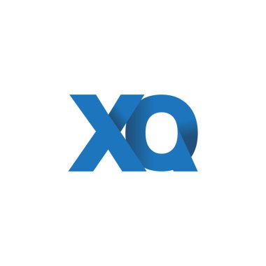 Initial letters XQ, overlapping fold logo, blue, vector template elements for creative industry
