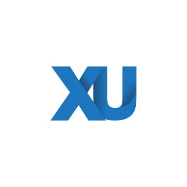 Initial letters XU, overlapping fold logo, blue, vector template elements for creative industry