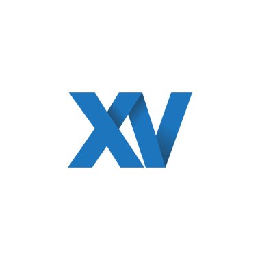 Initial letters XV, overlapping fold logo, blue, vector template elements for creative industry