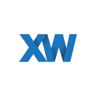 Initial letters XW, overlapping fold logo, blue, vector template elements for creative industry