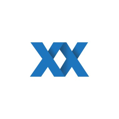 Initial letters XX, overlapping fold logo, blue, vector template elements for creative industry