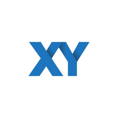 Initial letters XY, overlapping fold logo, blue, vector template elements for creative industry