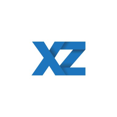 Initial letters XZ, overlapping fold logo, blue, vector template elements for creative industry