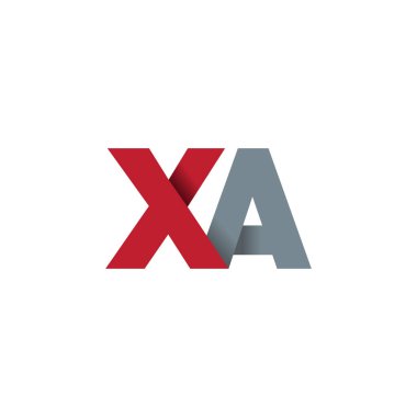 Initial letters XA, overlapping fold logo, red gray, vector template elements for creative industry