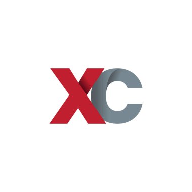 Initial letters XC, overlapping fold logo, red gray, vector template elements for creative industry