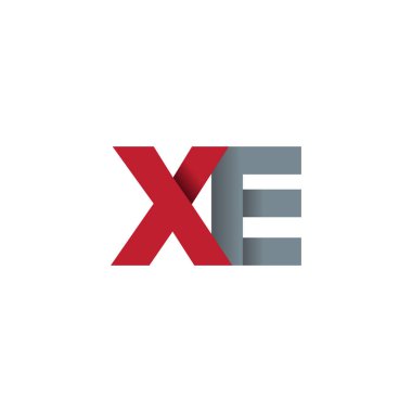 Initial letters XE, overlapping fold logo, red gray, vector template elements for creative industry