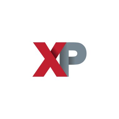 Initial letters XP, overlapping fold logo, red gray, vector template elements for creative industry