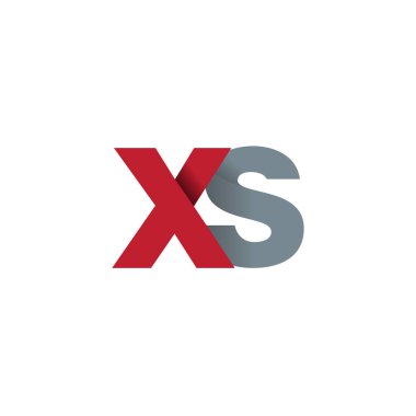 Initial letters XS, overlapping fold logo, red gray, vector template elements for creative industry