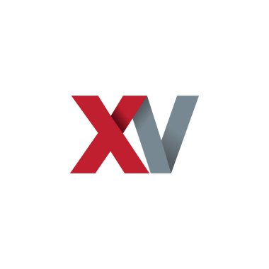 Initial letters XV, overlapping fold logo, red gray, vector template elements for creative industry