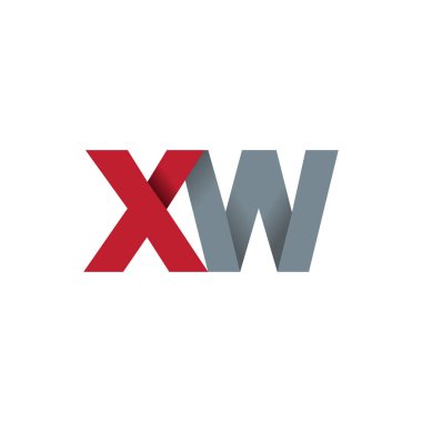 Initial letters XW, overlapping fold logo, red gray, vector template elements for creative industry