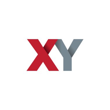 Initial letters XY, overlapping fold logo, red gray, vector template elements for creative industry