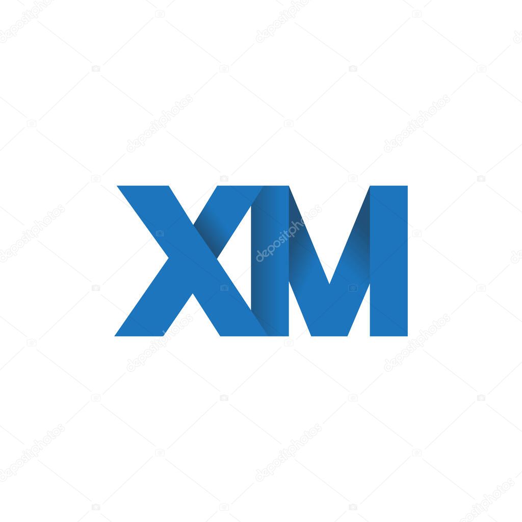 Initial letters XM, overlapping fold logo, blue, vector template elements for creative industry