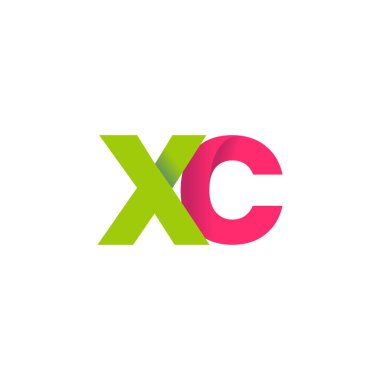 Initial letters XC, overlapping fold logo, green magenta pink, vector template elements for creative industry