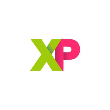 Initial letters XP, overlapping fold logo, green magenta pink, vector template elements for creative industry