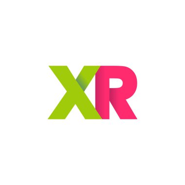 Initial letters XR, overlapping fold logo, green magenta pink, vector template elements for creative industry