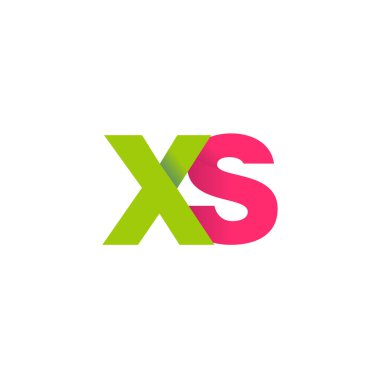 Initial letters XS, overlapping fold logo, green magenta pink, vector template elements for creative industry