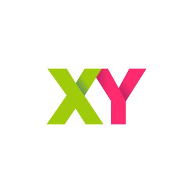 Initial letters XY, overlapping fold logo, green magenta pink, vector template elements for creative industry