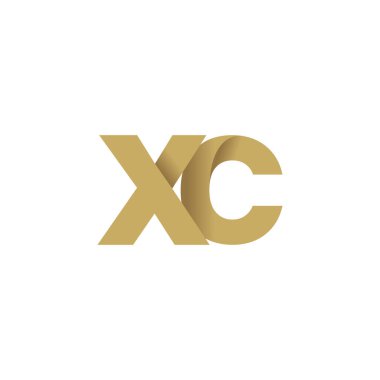 Initial letters XC, overlapping fold logo, brown gold, vector template elements for creative industry