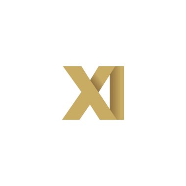 Initial letters XI, overlapping fold logo, brown gold, vector template elements for creative industry