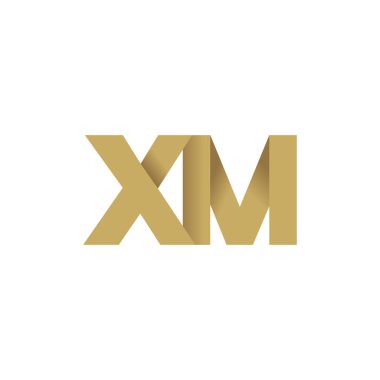 Initial letters XM, overlapping fold logo, brown gold, vector template elements for creative industry