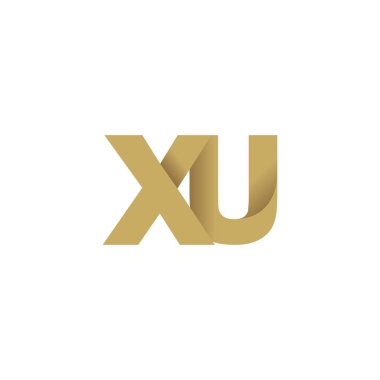 Initial letters XU, overlapping fold logo, brown gold, vector template elements for creative industry