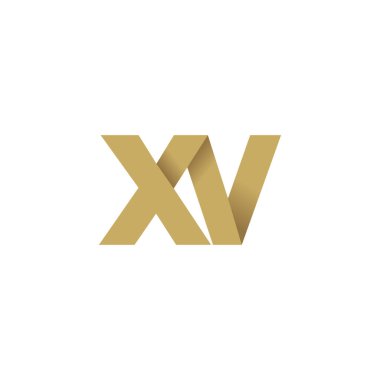 Initial letters XV, overlapping fold logo, brown gold, vector template elements for creative industry