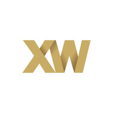 Initial letters XW, overlapping fold logo, brown gold, vector template elements for creative industry