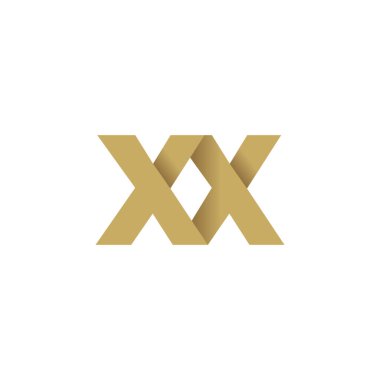 Initial letters XX, overlapping fold logo, brown gold, vector template elements for creative industry