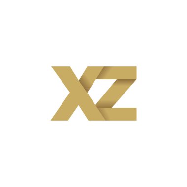 Initial letters XZ, overlapping fold logo, brown gold, vector template elements for creative industry