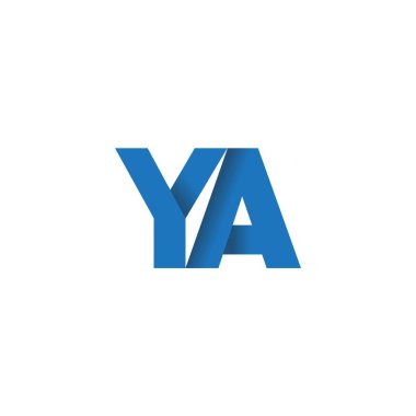 Initial letters YA, overlapping fold logo, blue, vector template elements for creative industry