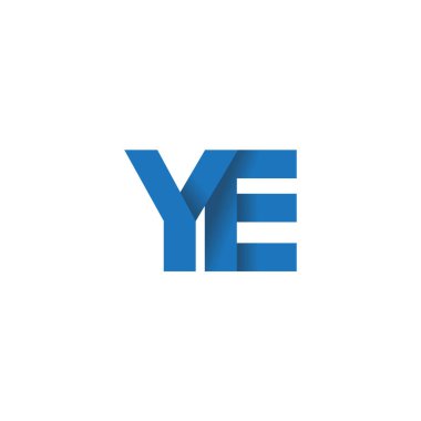 Initial letters YE, overlapping fold logo, blue, vector template elements for creative industry