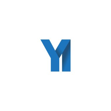 Initial letters YI, overlapping fold logo, blue, vector template elements for creative industry