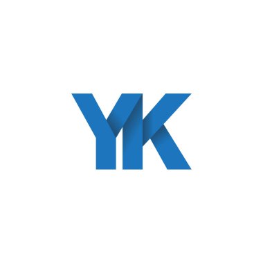 Initial letters YK, overlapping fold logo, blue, vector template elements for creative industry