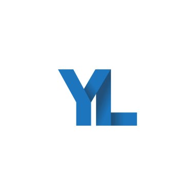 Initial letters YL, overlapping fold logo, blue, vector template elements for creative industry