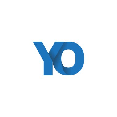 Initial letters YO, overlapping fold logo, blue, vector template elements for creative industry