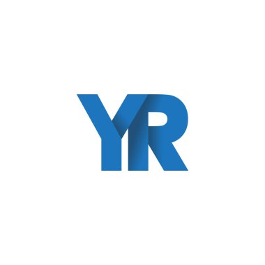 Initial letters YR, overlapping fold logo, blue, vector template elements for creative industry