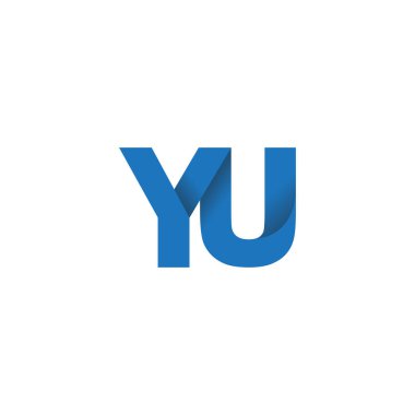 Initial letters YU, overlapping fold logo, blue, vector template elements for creative industry