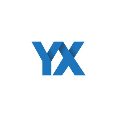 Initial letters YX, overlapping fold logo, blue, vector template elements for creative industry