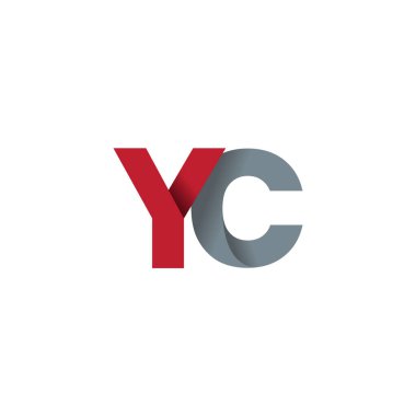 Initial letters YC, overlapping fold logo, red gray, vector template elements for creative industry