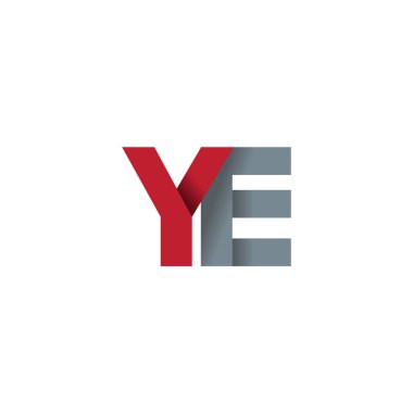 Initial letters YE, overlapping fold logo, red gray, vector template elements for creative industry