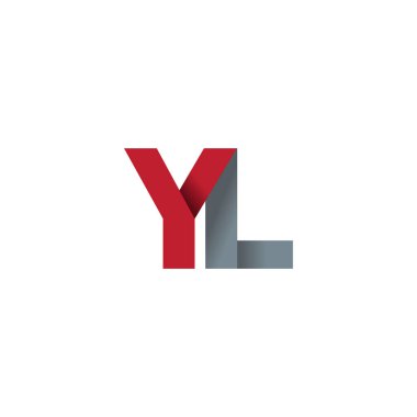 Initial letters YL, overlapping fold logo, red gray, vector template elements for creative industry