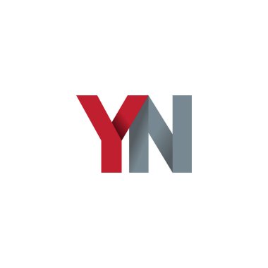 Initial letters YN, overlapping fold logo, red gray, vector template elements for creative industry