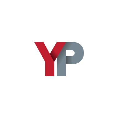Initial letters YP, overlapping fold logo, red gray, vector template elements for creative industry