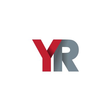 Initial letters YR, overlapping fold logo, red gray, vector template elements for creative industry