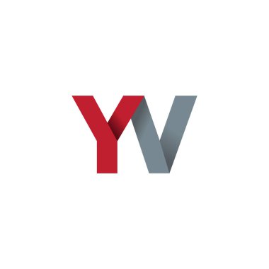 Initial letters YV, overlapping fold logo, red gray, vector template elements for creative industry