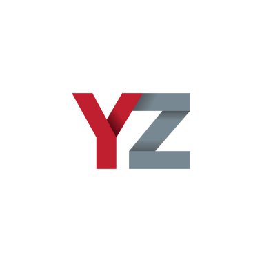 Initial letters YZ, overlapping fold logo, red gray, vector template elements for creative industry