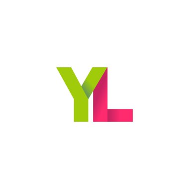 Initial letters YL, overlapping fold logo, green magenta pink, vector template elements for creative industry