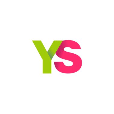 Initial letters YS, overlapping fold logo, green magenta pink, vector template elements for creative industry