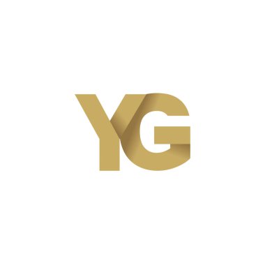 Initial letters YG, overlapping fold logo, brown gold, vector template elements for creative industry