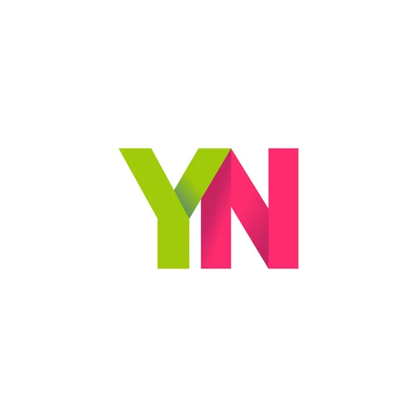 Initial Letters Overlapping Fold Logo Green Magenta Pink Vector Template — 스톡 벡터